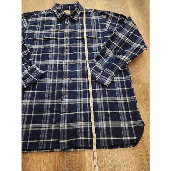 L.L. Bean mens XL TALL plaid flannel shirt button up Double chest pocket LS Blue - Picture 5 of 7
